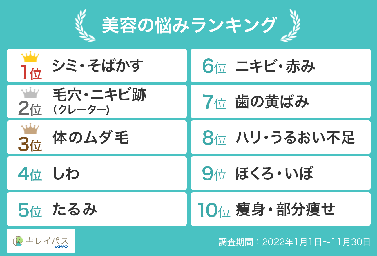 美容の悩みランキング