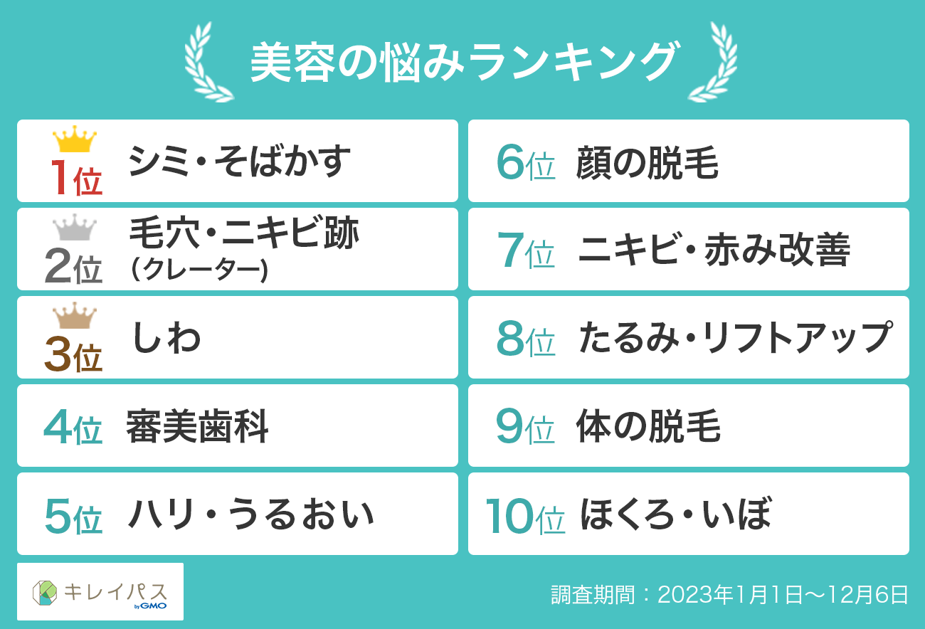 美容の悩みランキング