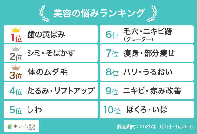 美容の悩みランキング